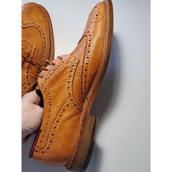 Paul Smith Italian Leather Brogue Wingtip Shoes Tan Size US 7 UK 6.5 Luxury - Picture 11 of 12
